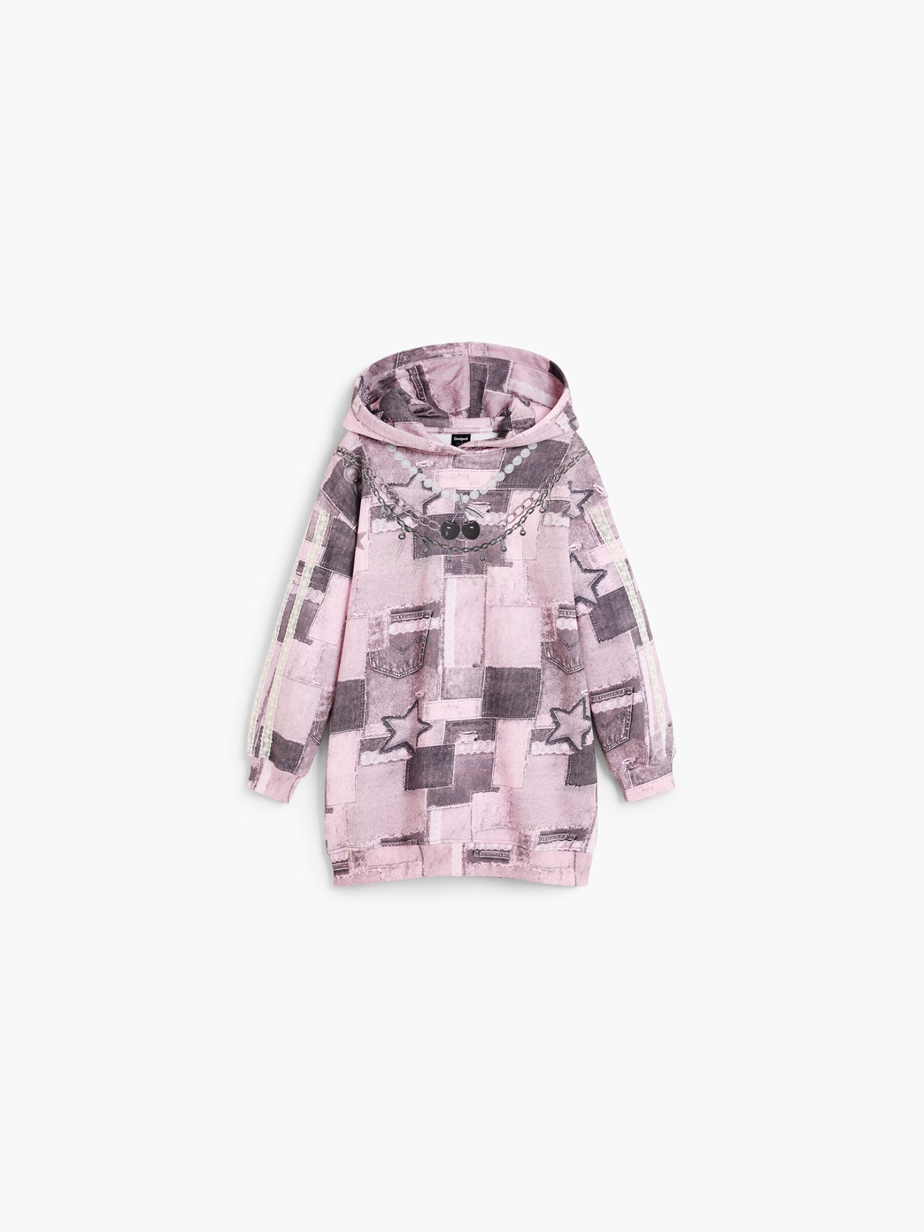 Vestido Tipo Sweatshirt com Capuz