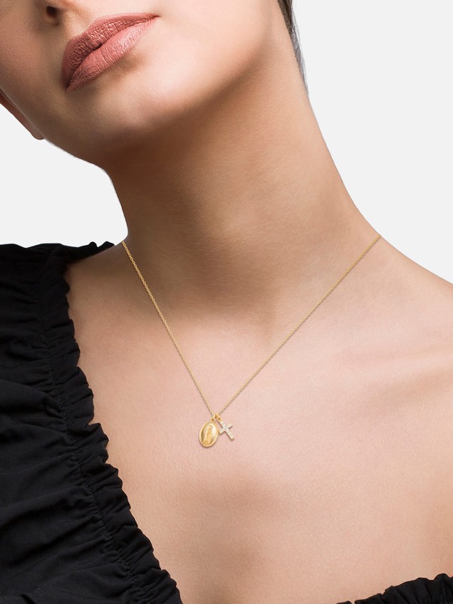 Colar Hope com Medalha de Nossa Senhora de Fátima e Cruz
