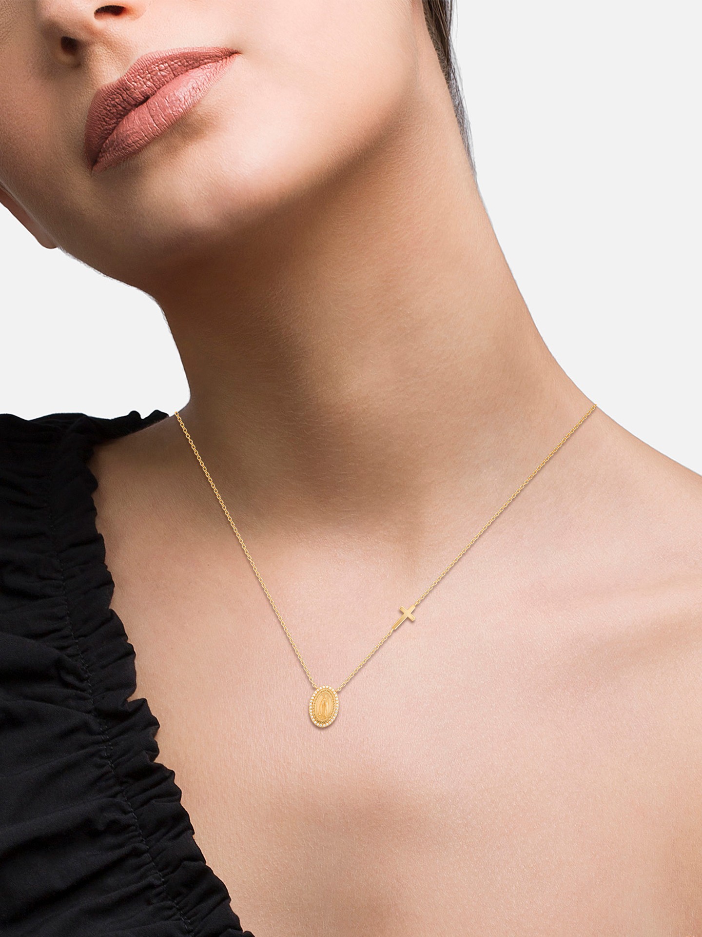 Colar Hope com Medalha de Nossa Senhora de Fátima e Cruz