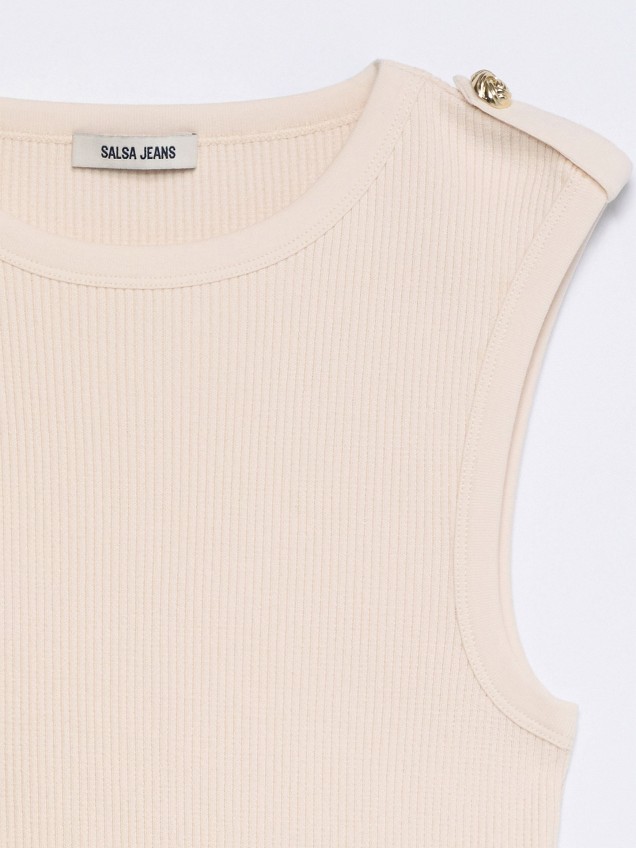 Top em Malha Canelada Slim Fit