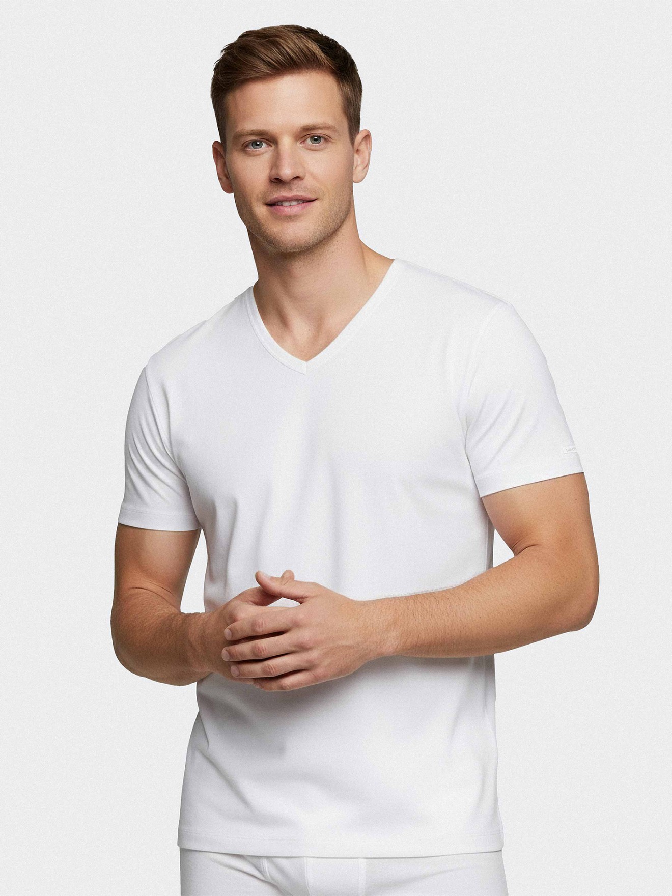 T-shirt Cotton Stretch Decote em V