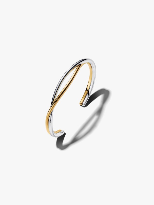 Bangle Aberta Entrela�ada Dois Tons