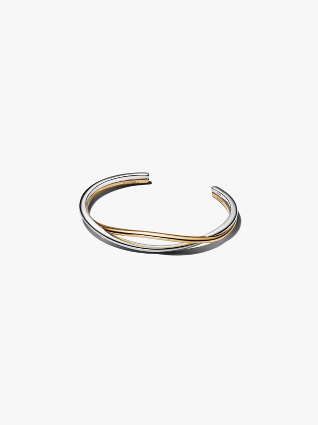 Bangle Aberta Entrelaçada Dois Tons