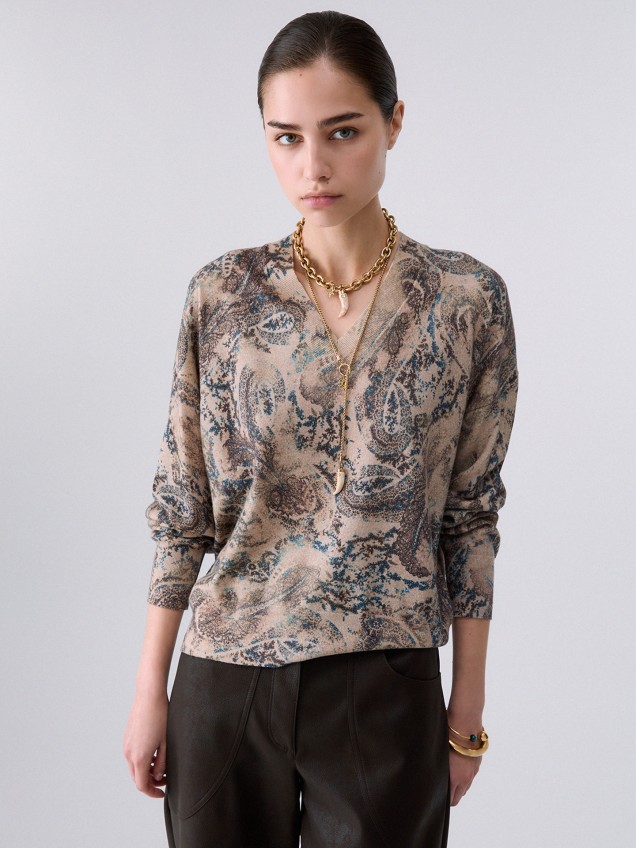 Camisola de Malha com Decote em V