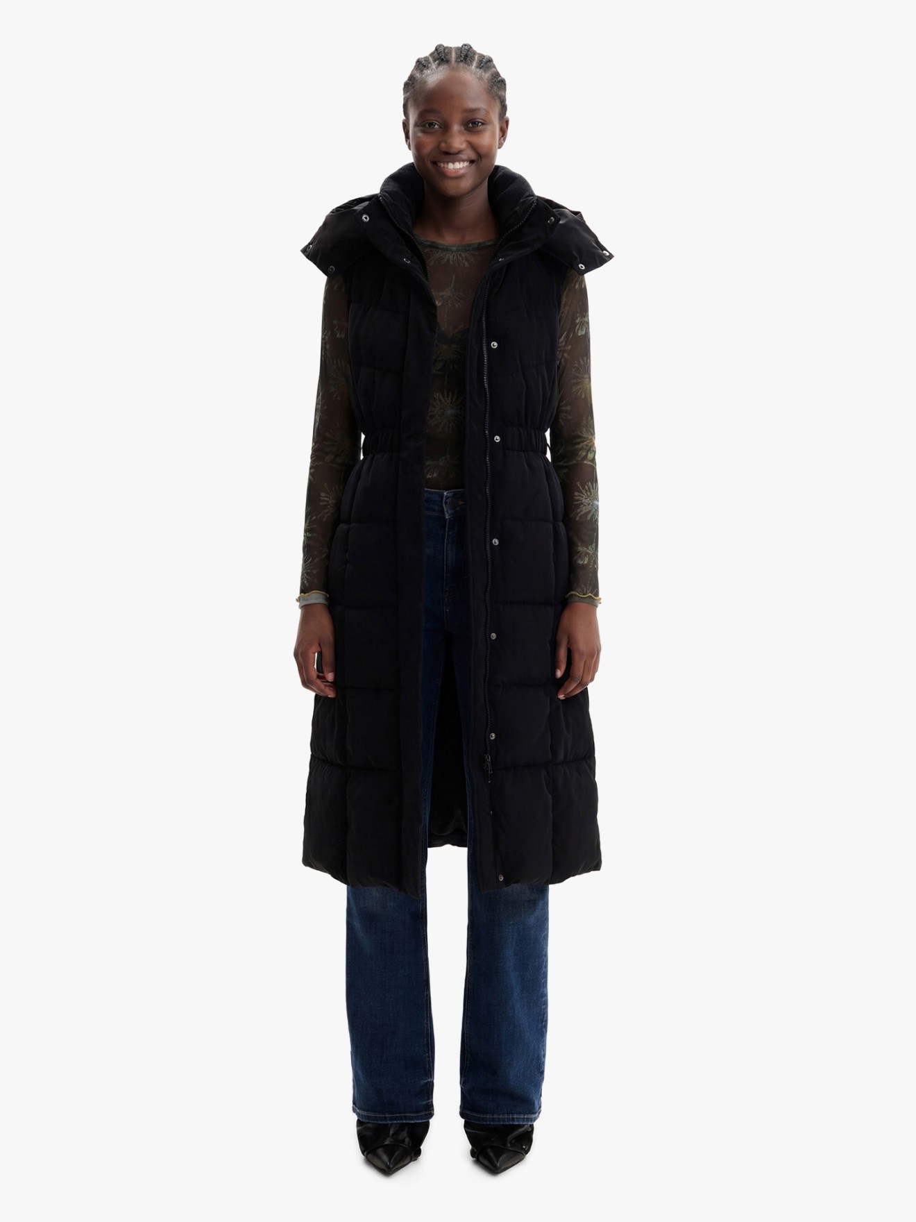 Parka Comprida Acolchoada com Mangas Remov�veis