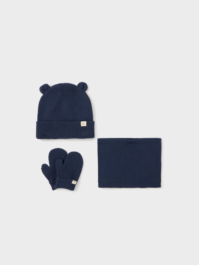Conjunto de Gorro, Gola e Luvas de Malha
