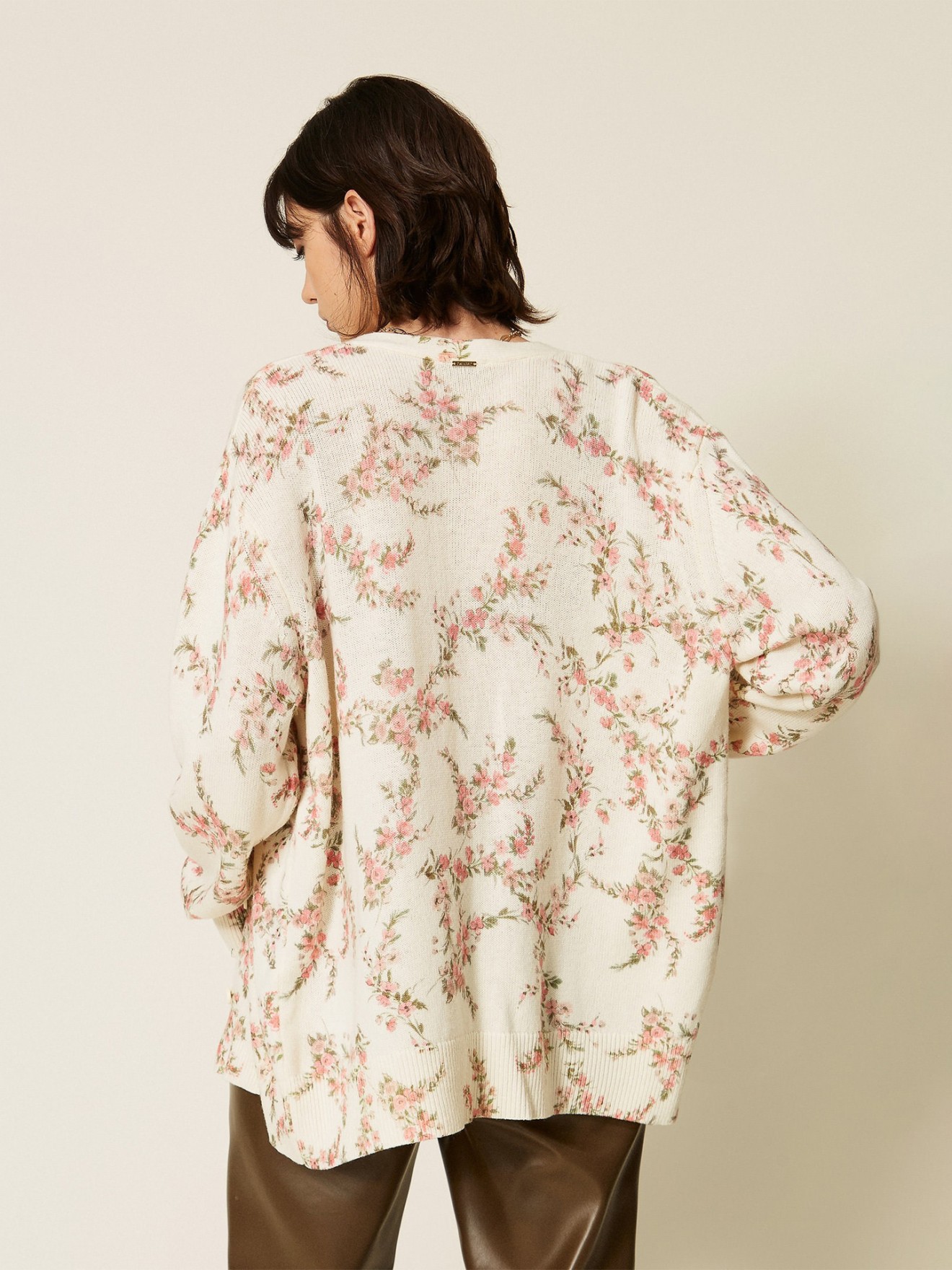 Casaco de Malha com Padrão Floral