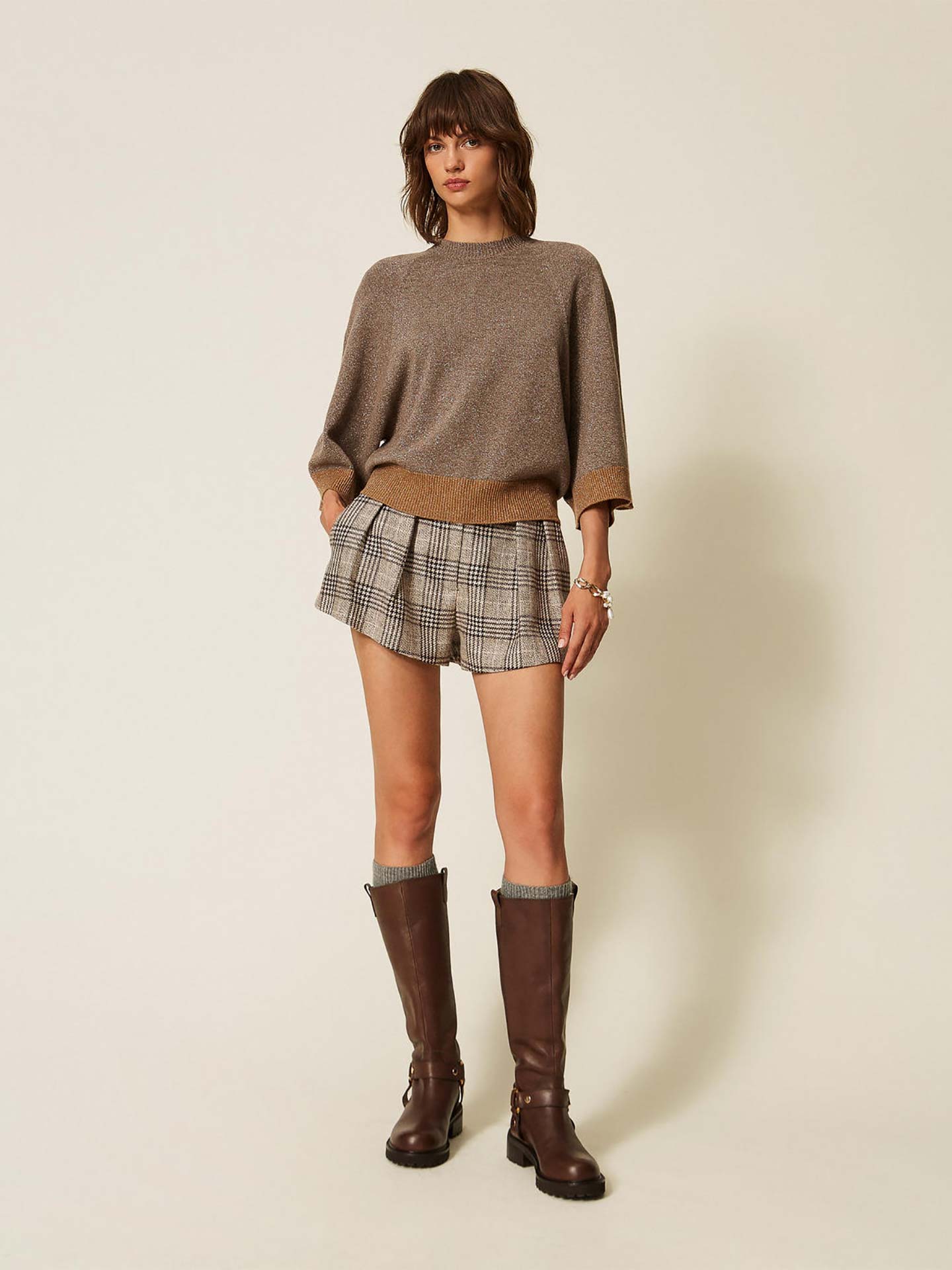Camisola Cropped com Lurex