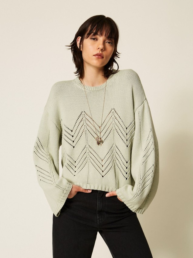 Camisola de Malha com Padrão Chevron