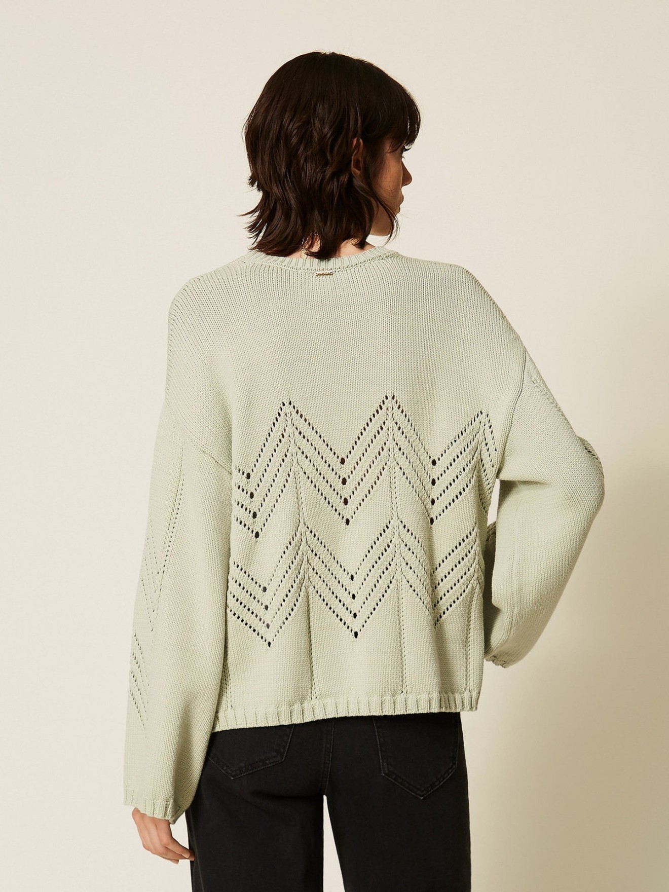 Camisola de Malha com Padrão Chevron