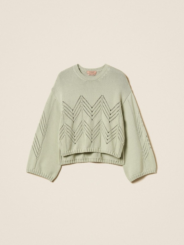 Camisola de Malha com Padrão Chevron