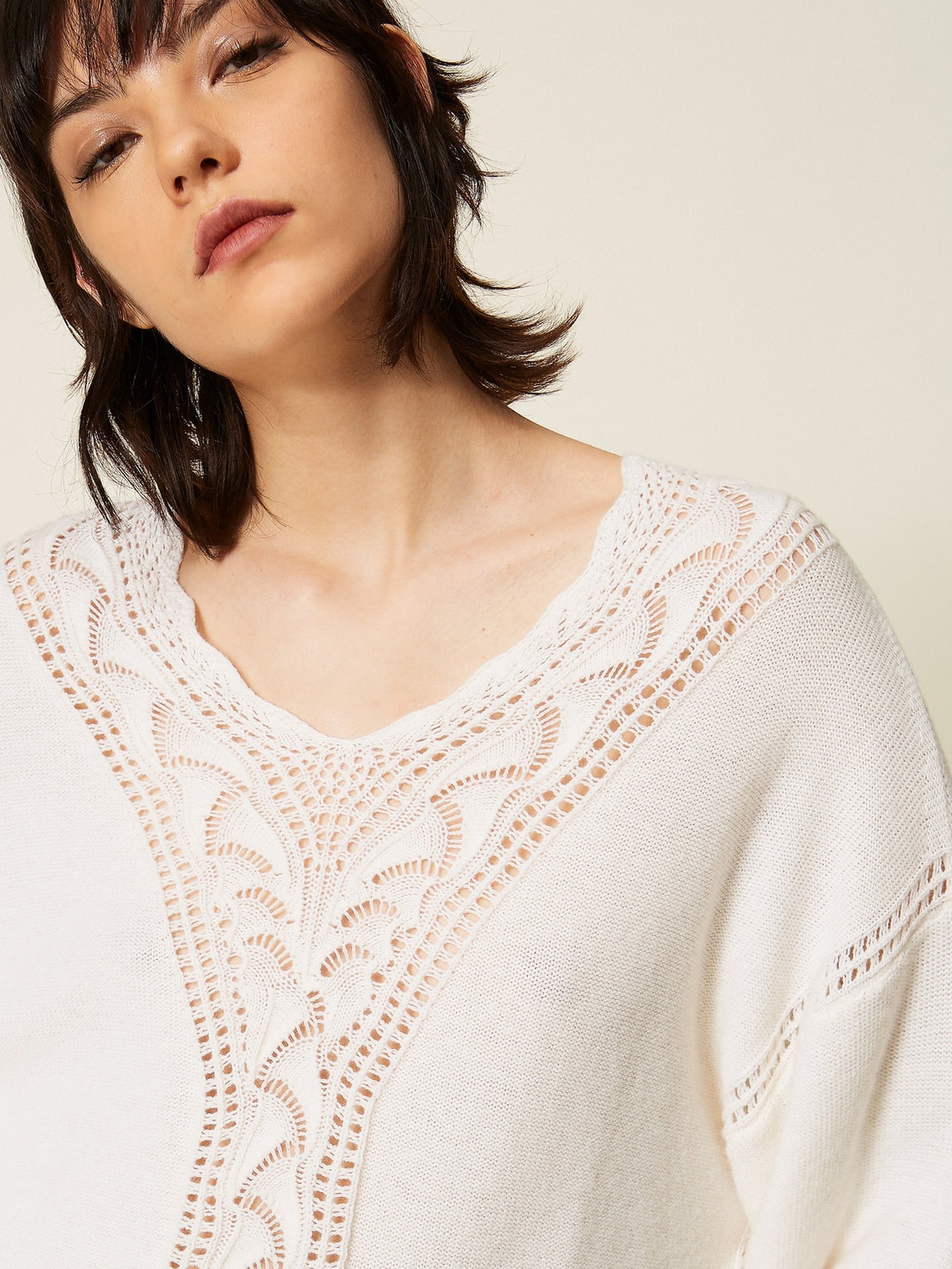 Camisola de Malha Larga Perfurada