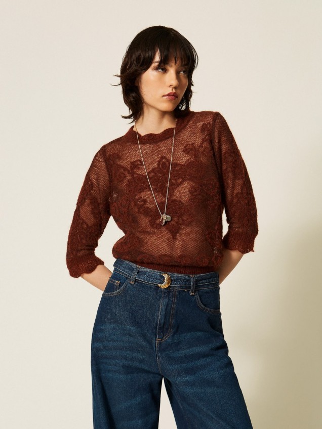 Camisola Jacquard em Mistura de Alpaca