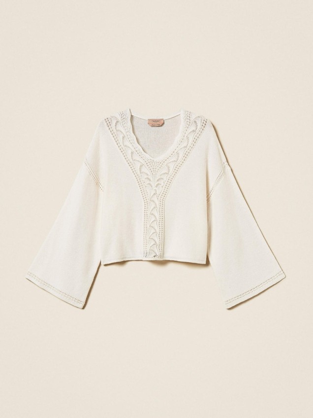 Camisola de Malha Larga Perfurada