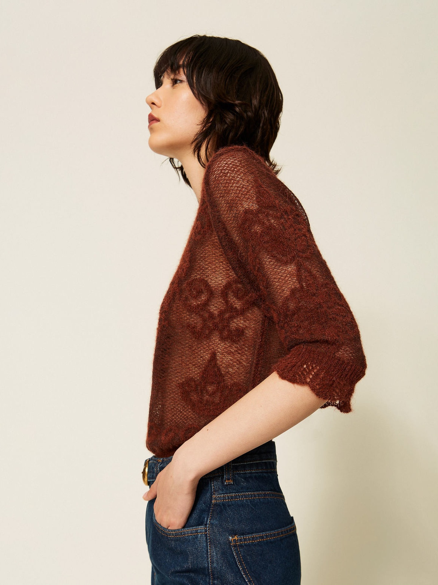 Camisola Jacquard em Mistura de Alpaca