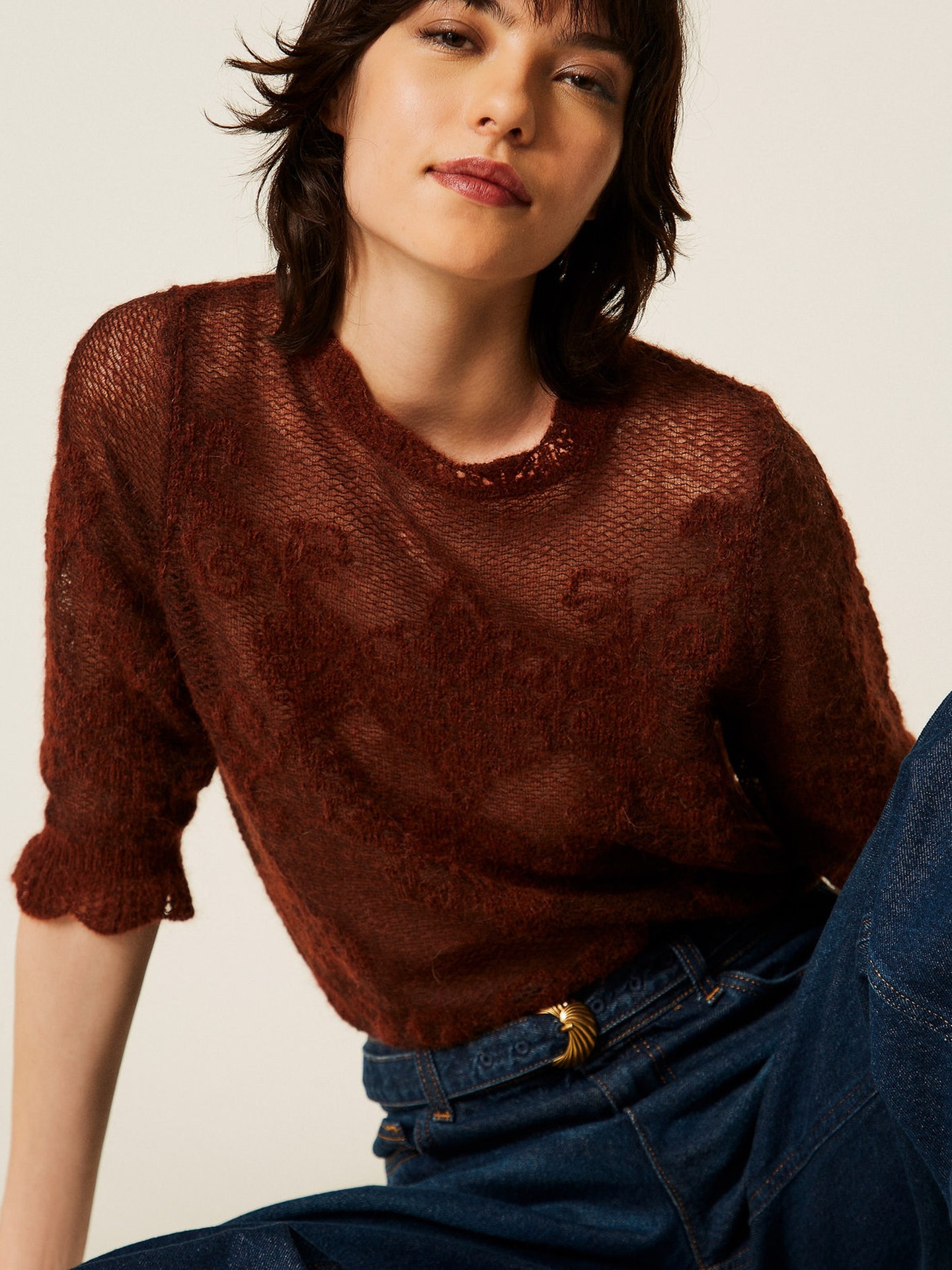 Camisola Jacquard em Mistura de Alpaca