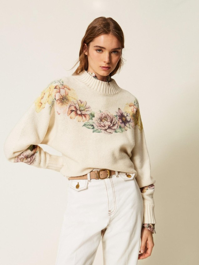Camisola de Malha com Estampado Floral