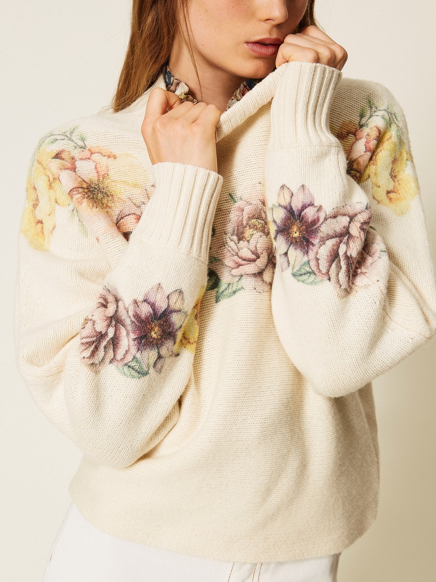 Camisola de Malha com Estampado Floral