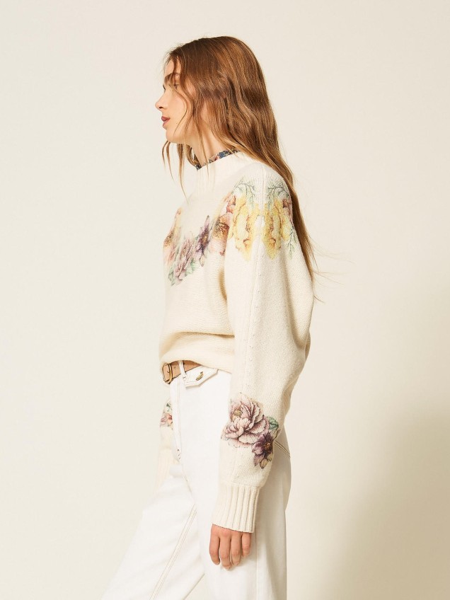 Camisola de Malha com Estampado Floral
