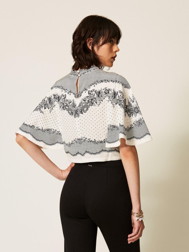 Blusa em Cetim Jacquard