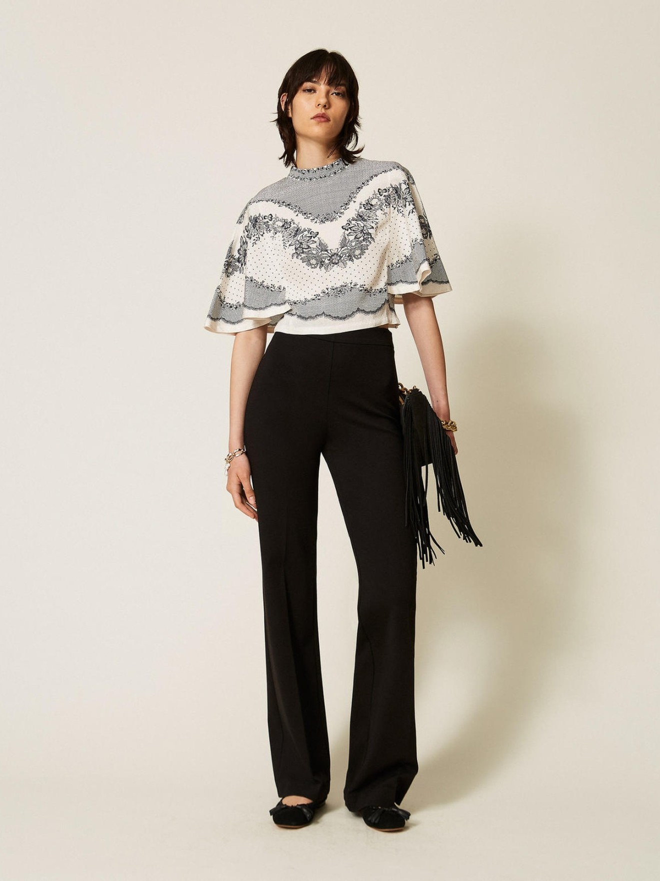 Blusa em Cetim Jacquard