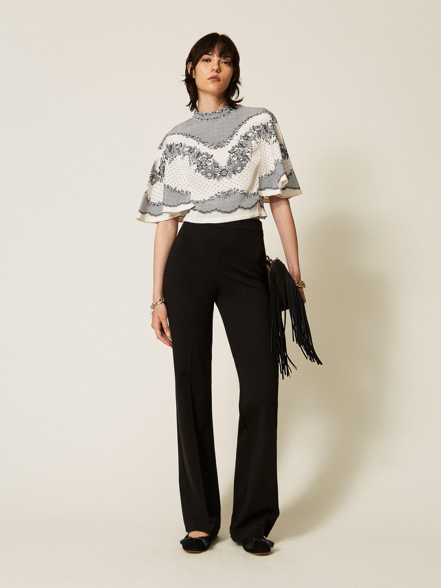 Blusa em Cetim Jacquard