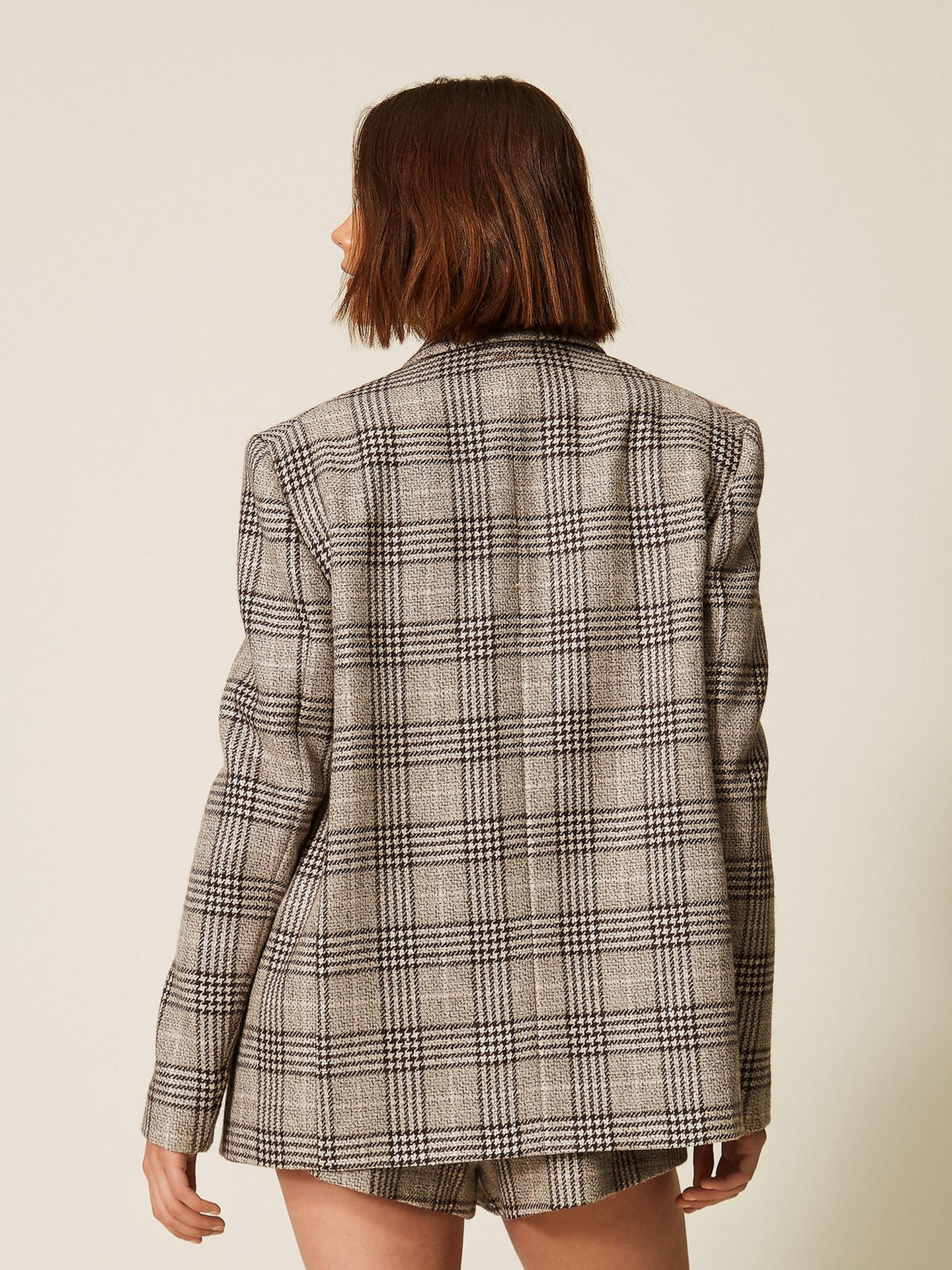 Blazer de Xadrez com Lantejoulas