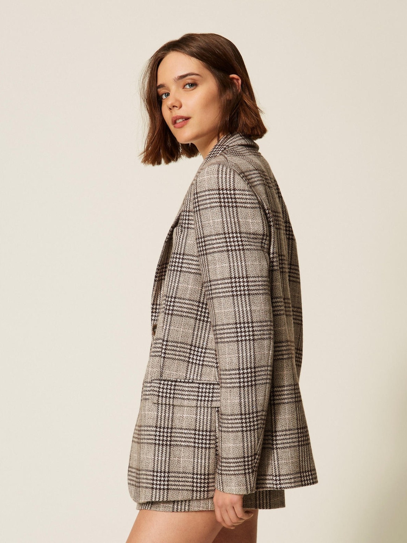 Blazer de Xadrez com Lantejoulas