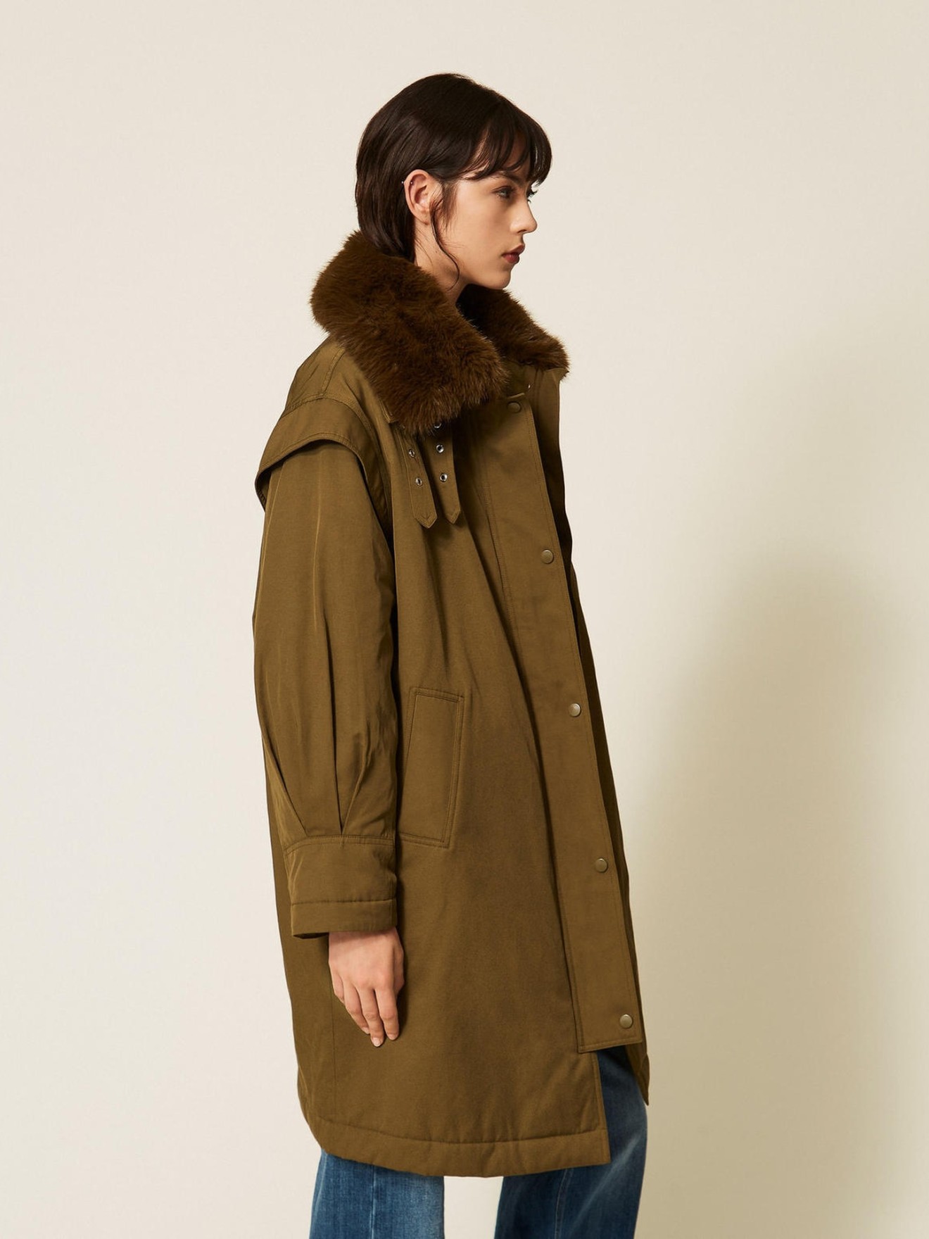 Parka com Gola de pelo Sintético