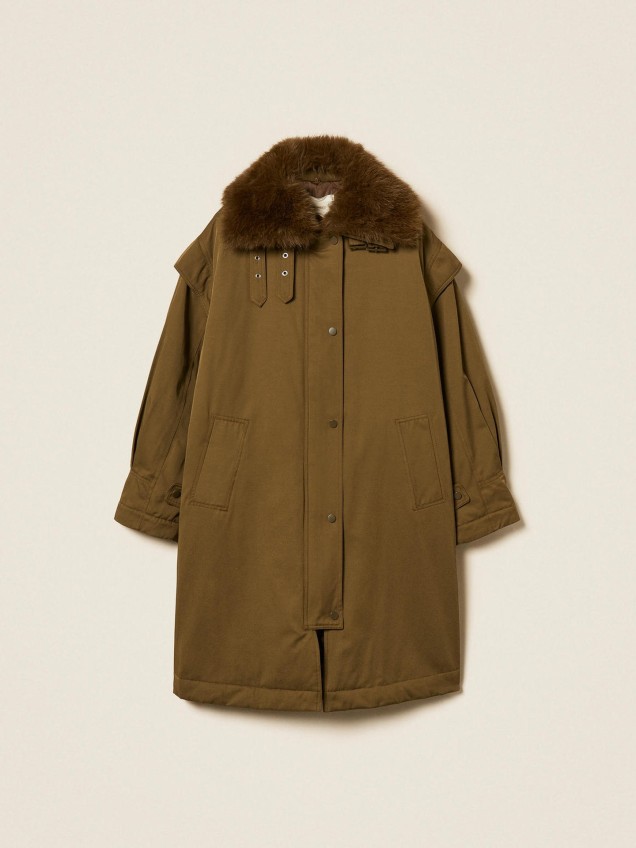 Parka com Gola de pelo Sintético