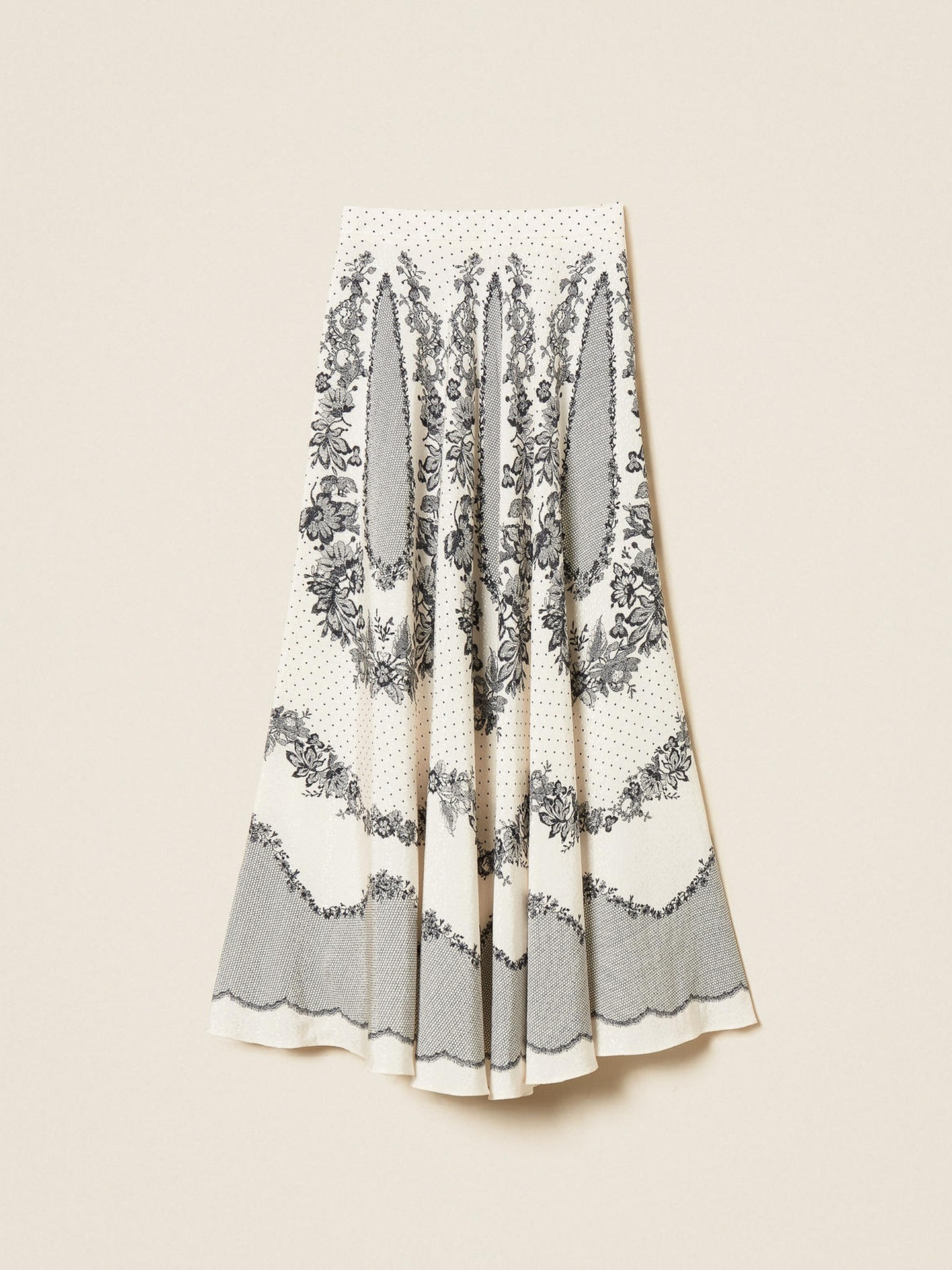 Saia Comprida em Cetim Jacquard