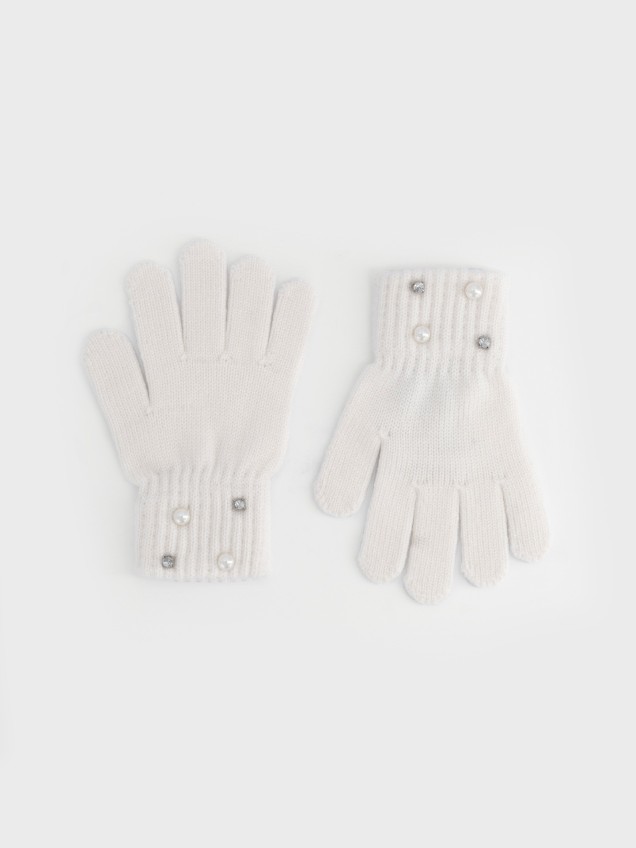 Luvas de Malha com Pérolas