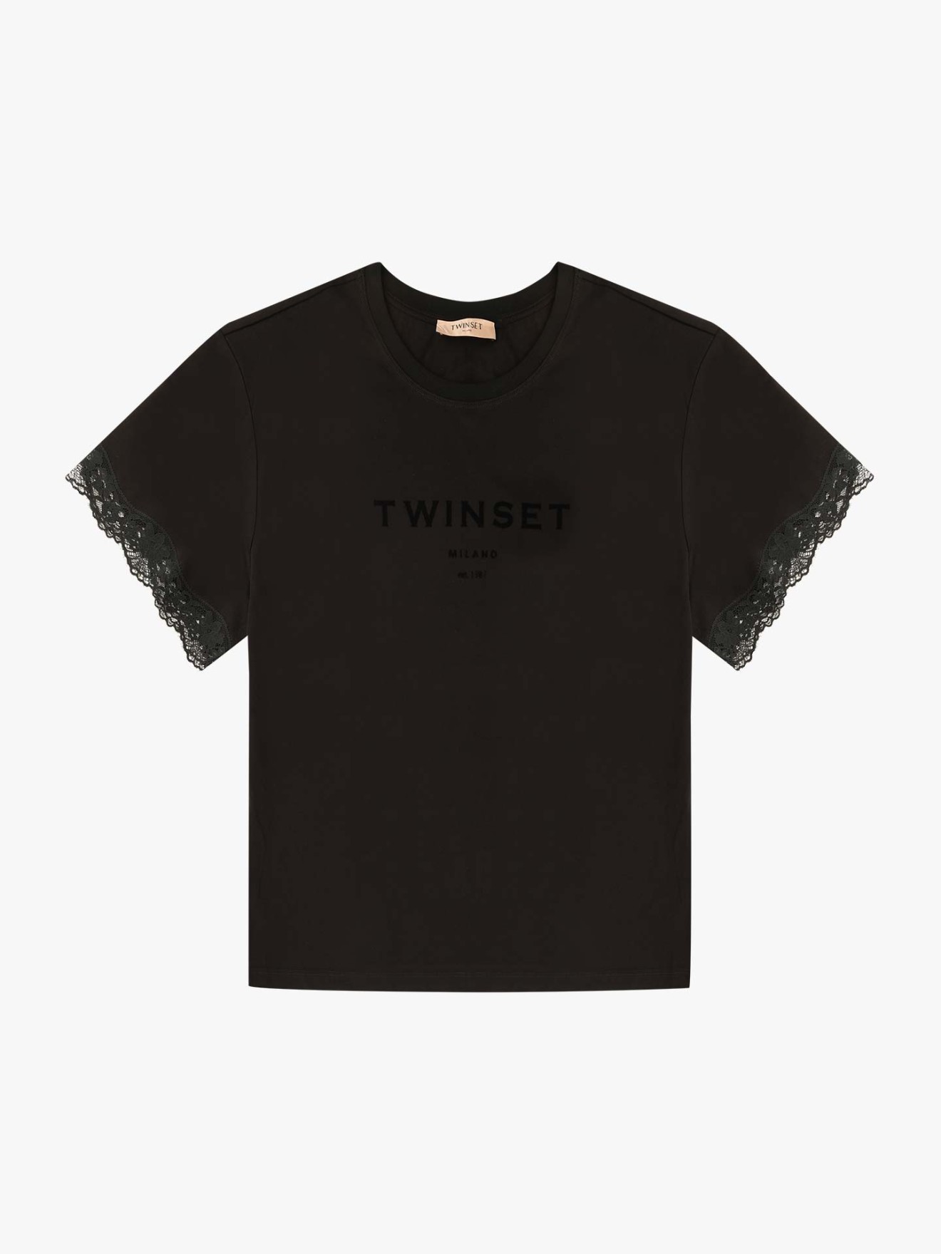 T-shirt com Logo e Renda