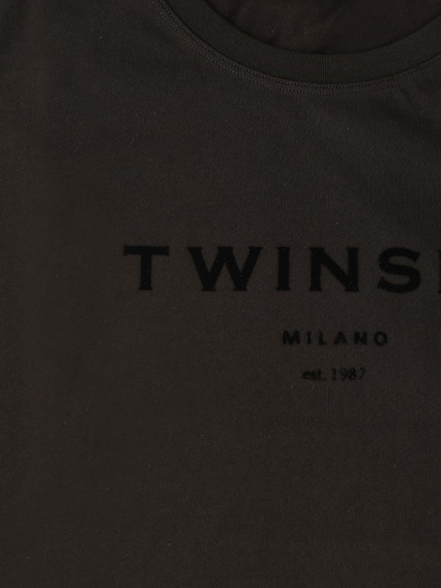 T-shirt com Logo e Renda