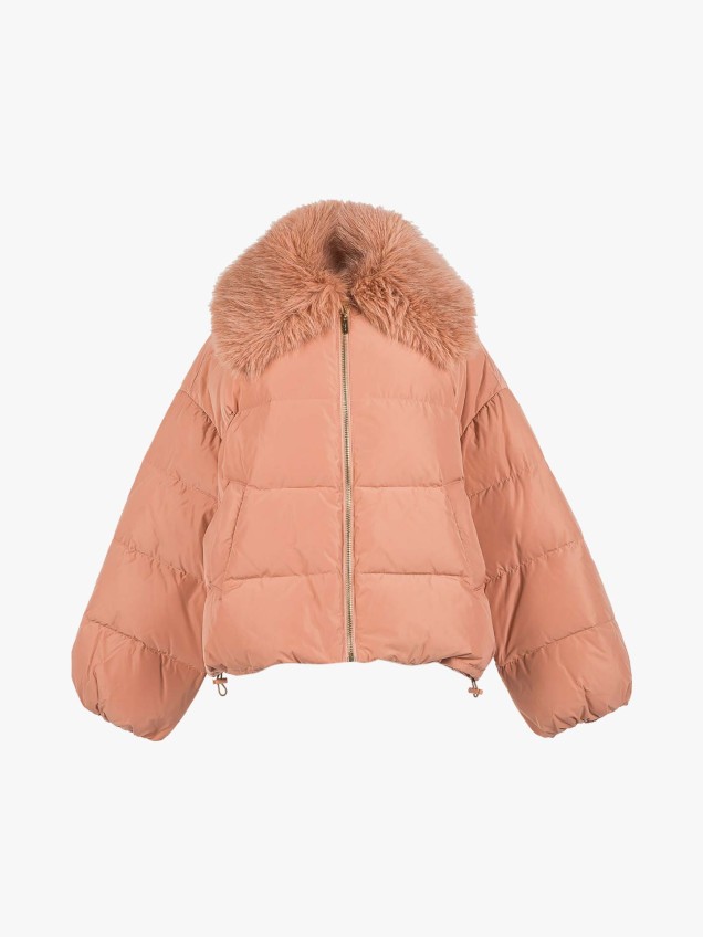 Parka Acolchoada com Gola de pelo