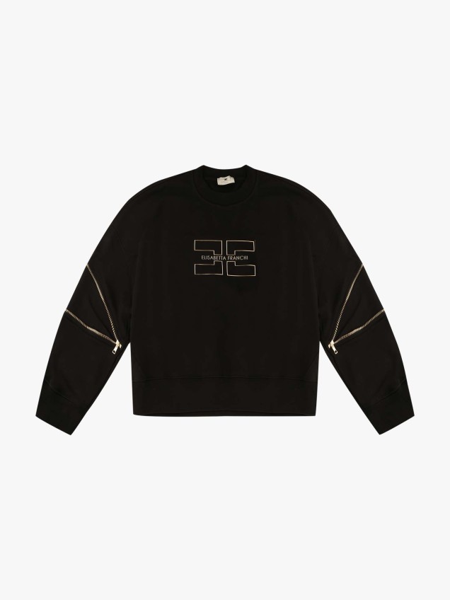 Sweatshirt com Fechos de Correr nas Mangas