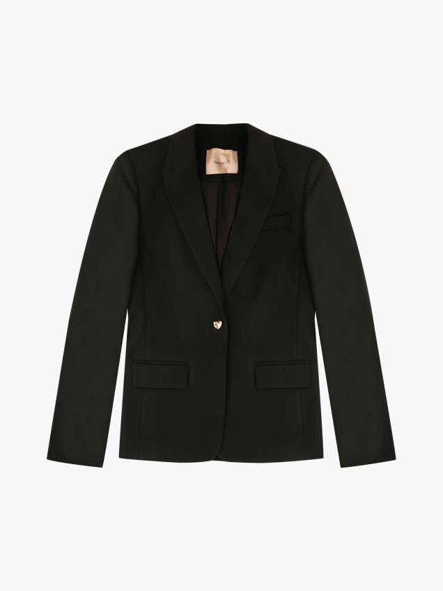 Blazer em Crepe com Botão de Coração