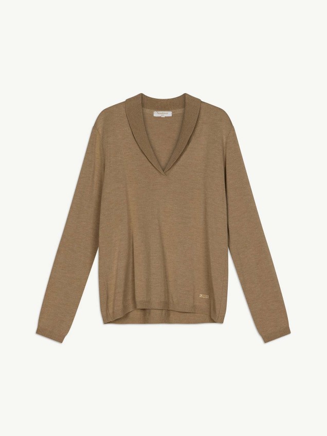 Camisola de Malha com Gola de Lapela