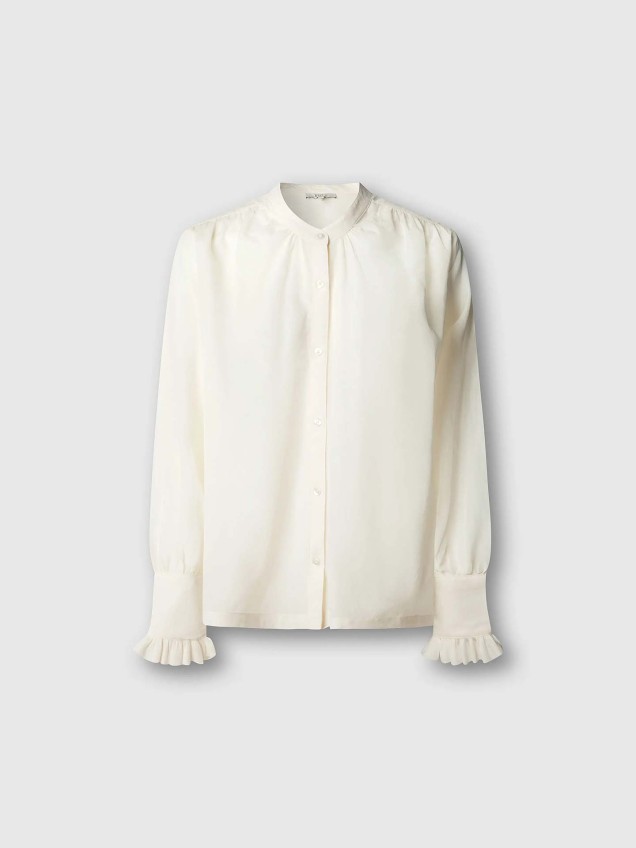 Blusa Fluida com Gola Mandarim