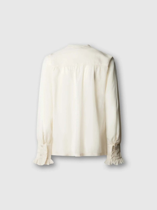 Blusa Fluida com Gola Mandarim