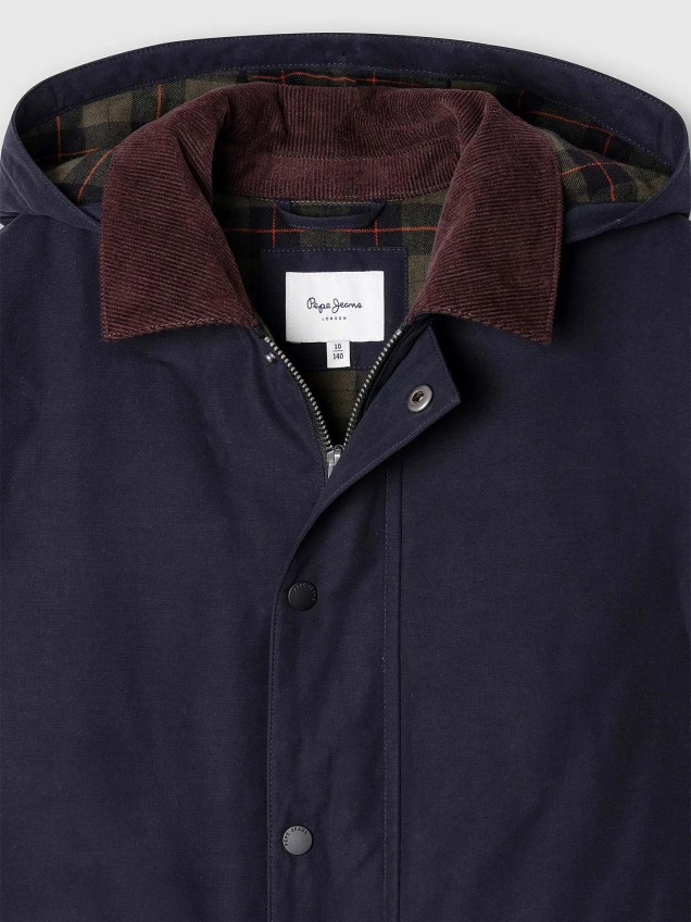 Parka com Capuz Removível e Fecho de Correr