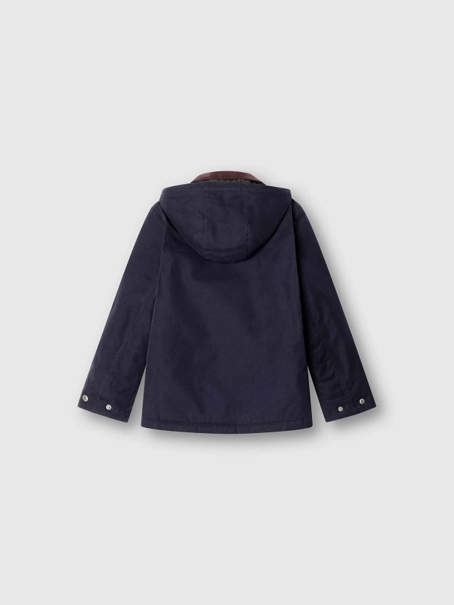 Parka com Capuz Removível e Fecho de Correr