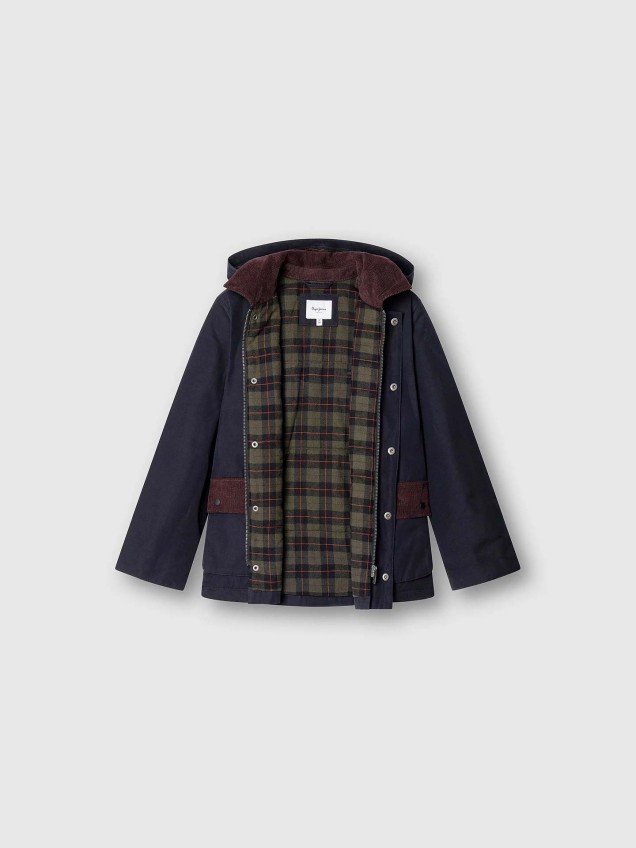 Parka com Capuz Removível e Fecho de Correr