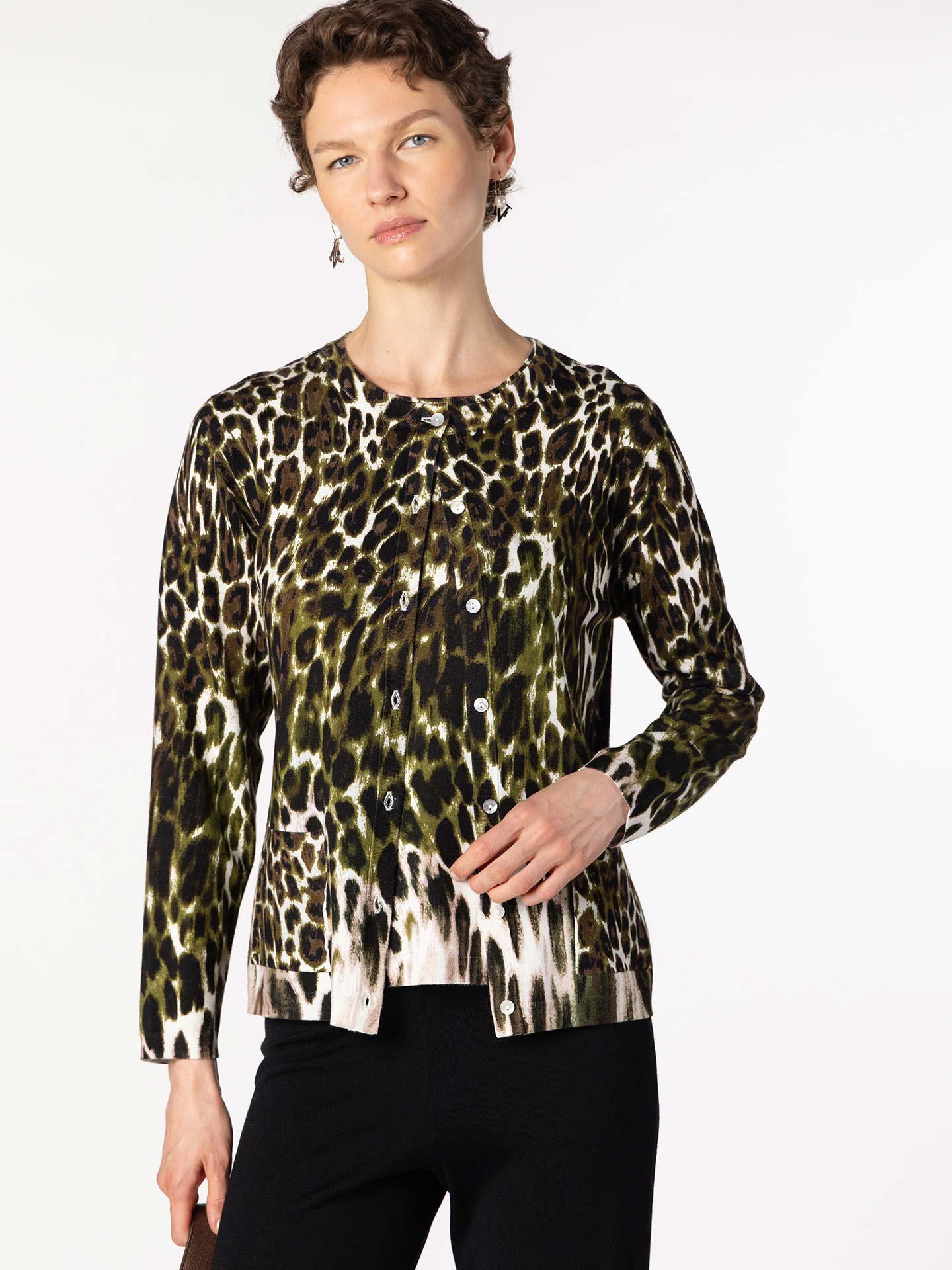 Conjunto de Duas Peças em Malha com Animal Print