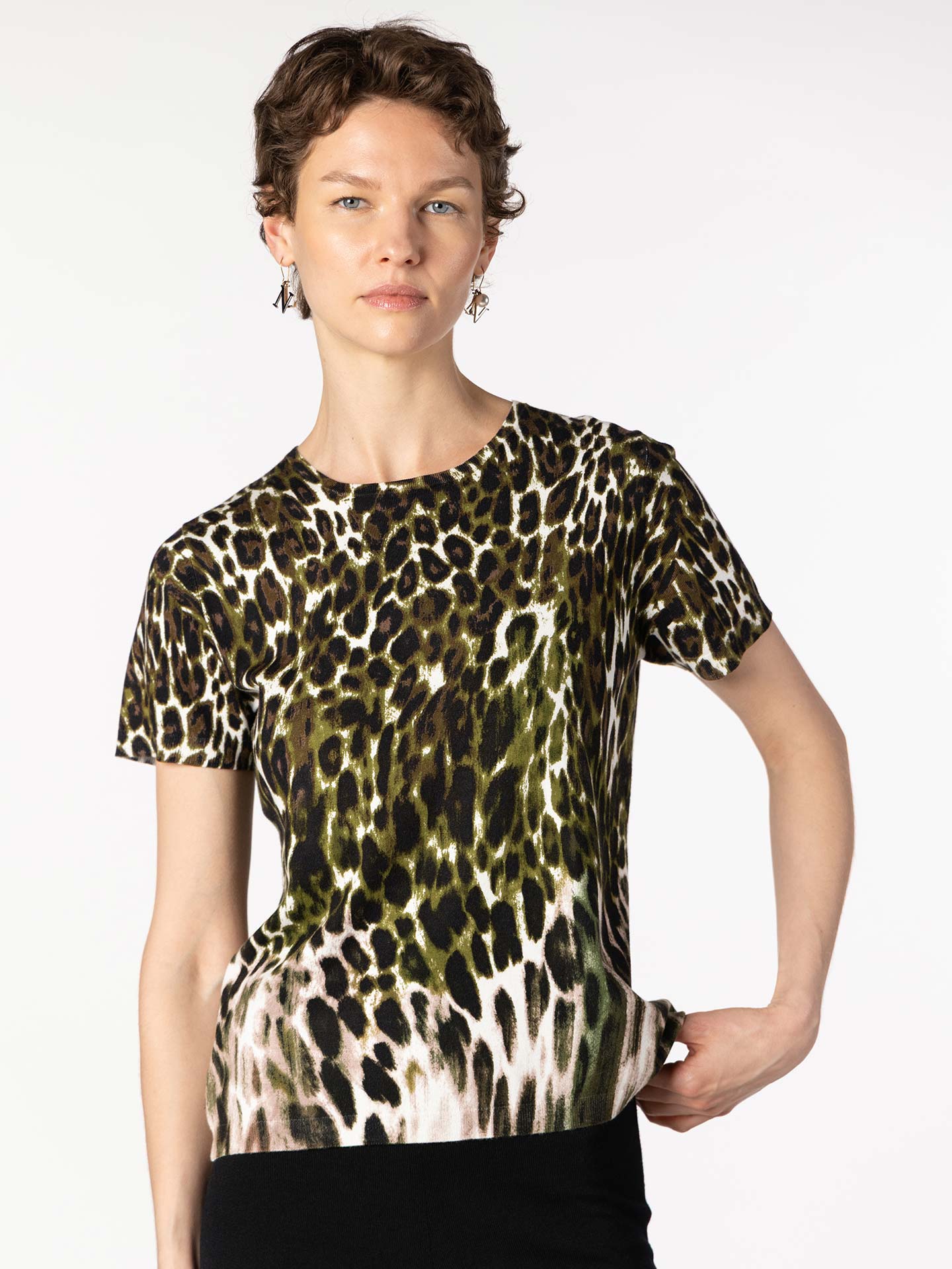 Conjunto de Duas Peças em Malha com Animal Print