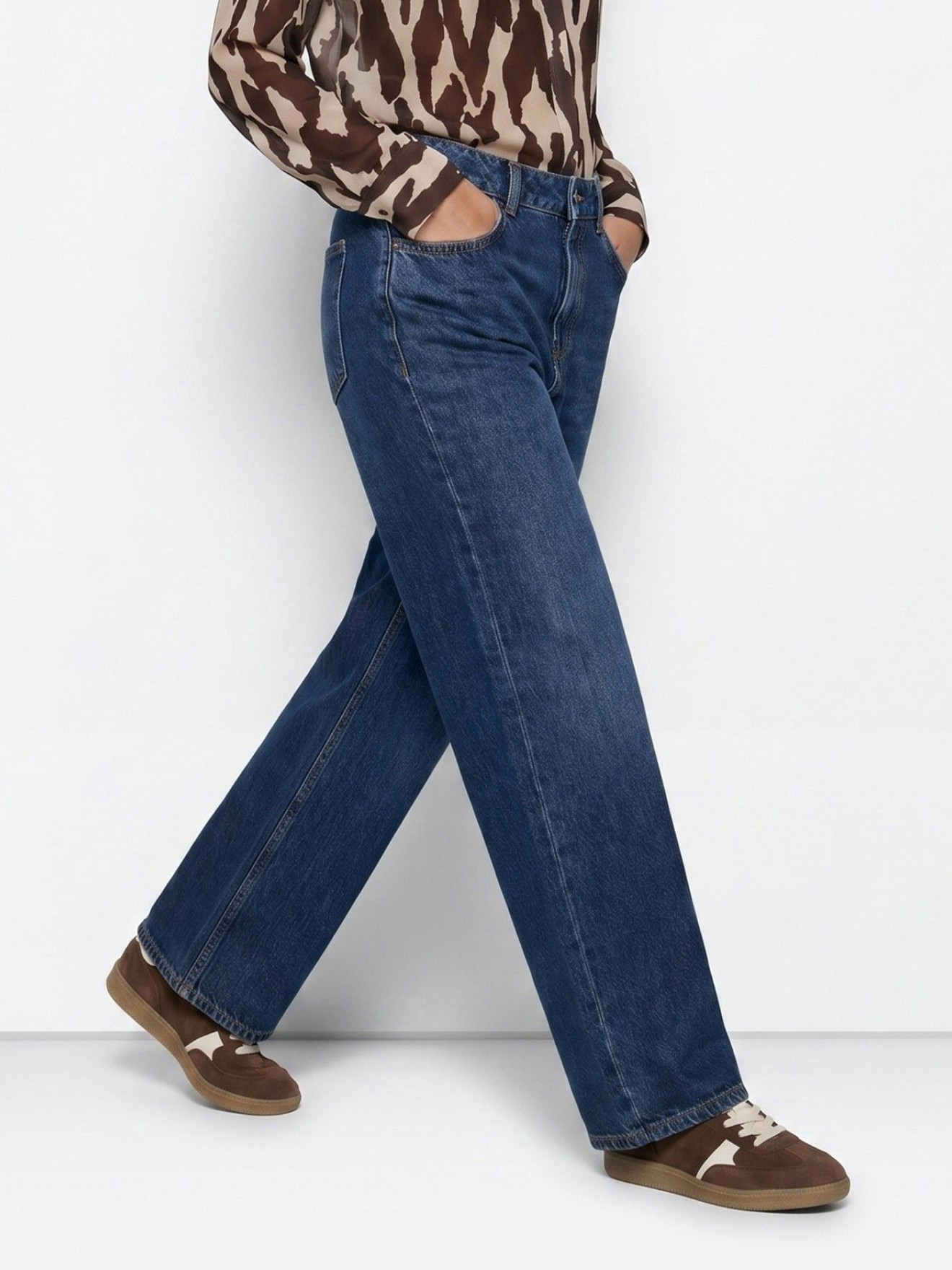 Cal�as de Ganga Wide Leg com Cintura Subida