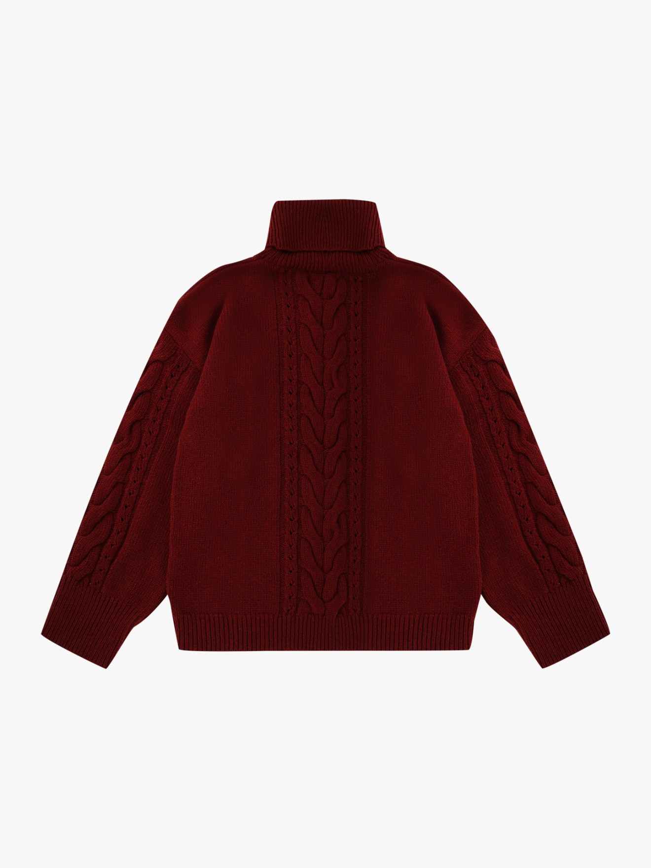 Camisola de Gola Alta em Malha com Tranças