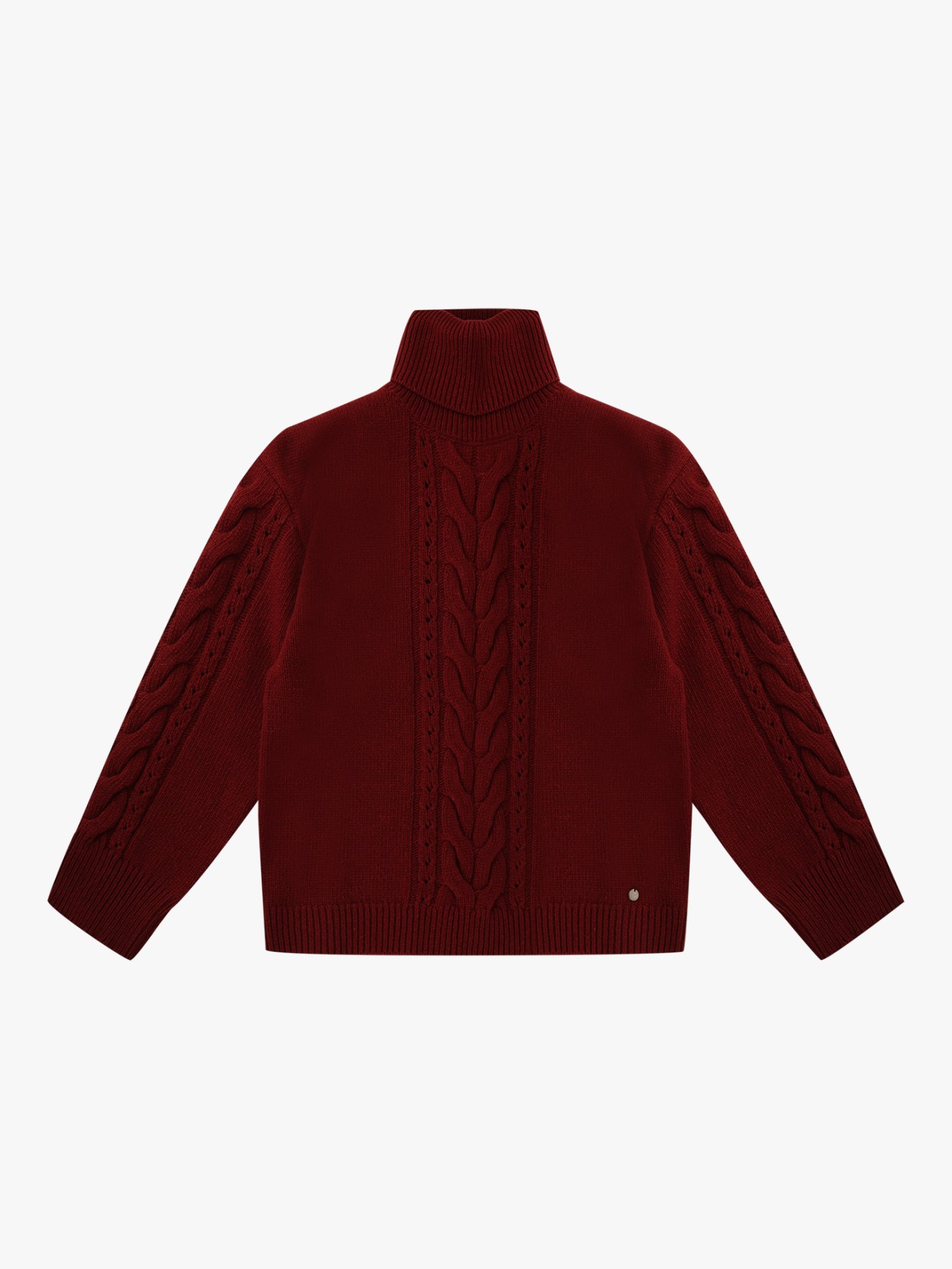 Camisola de Gola Alta em Malha com Tranças