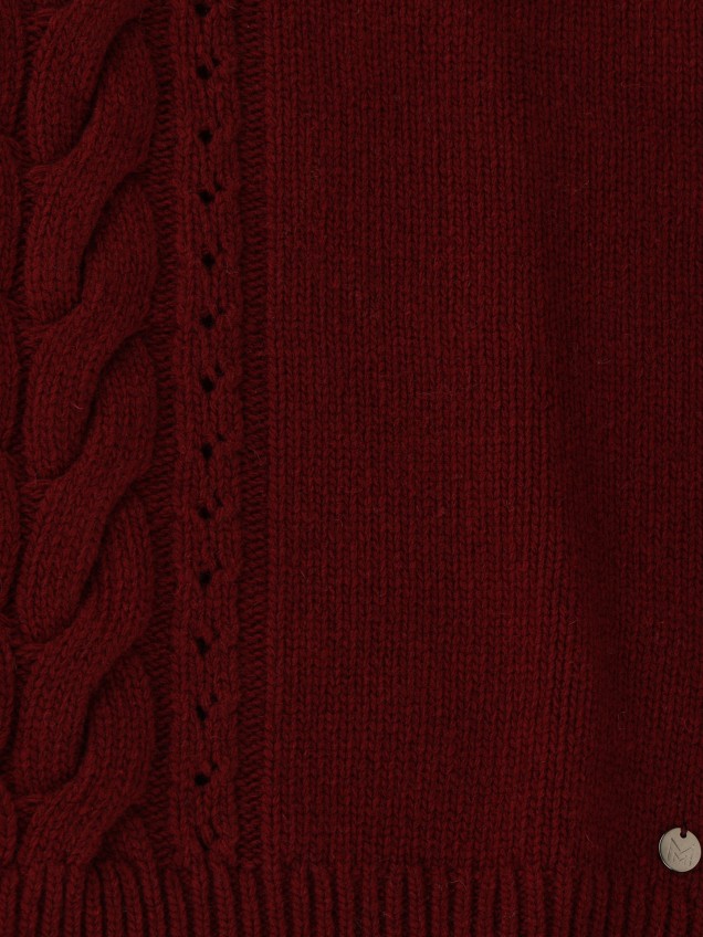 Camisola de Gola Alta em Malha com Tranças