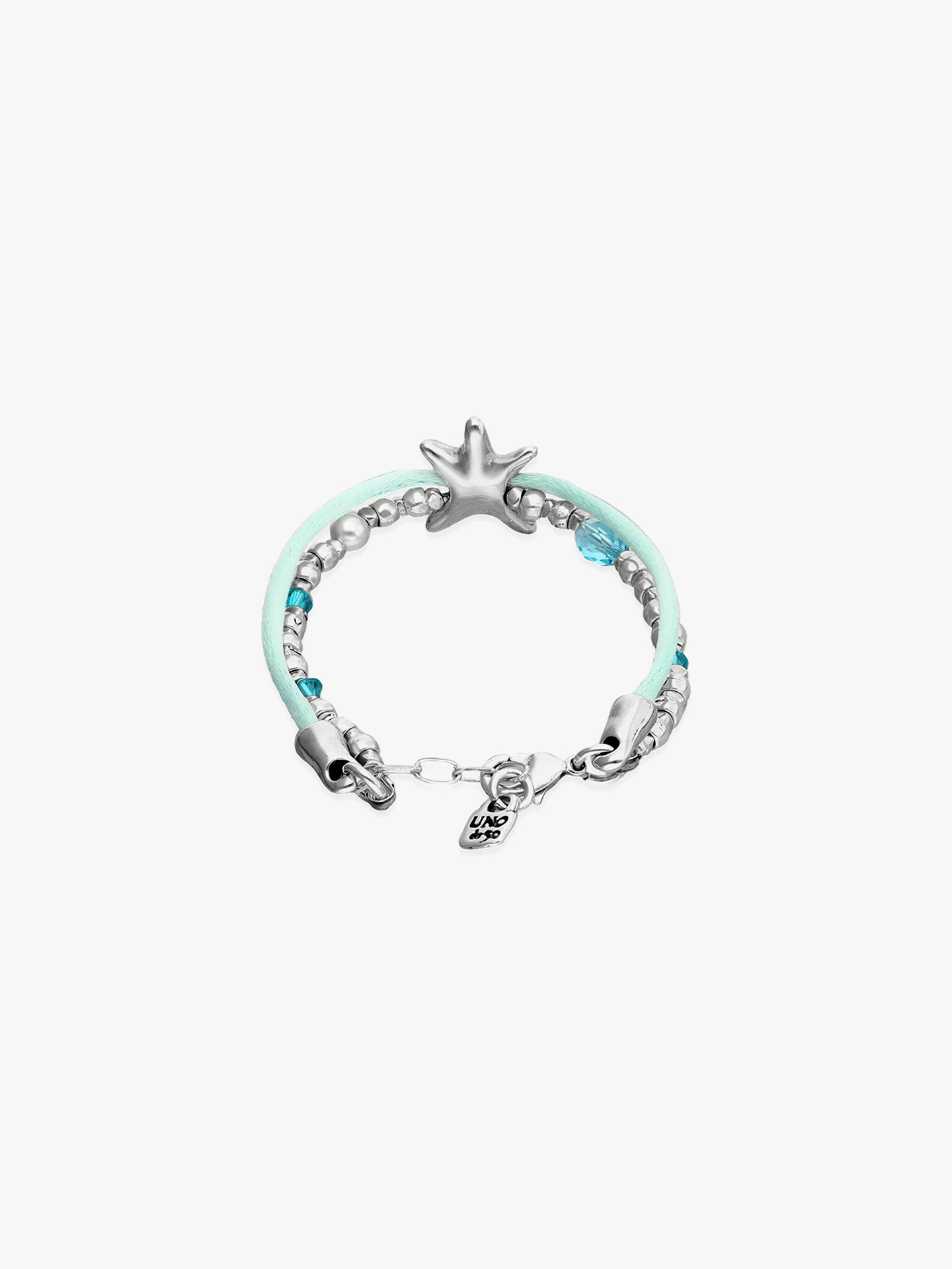 Pulseira em Fio de Seda e Metal com Prata